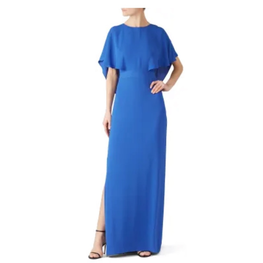 HALSTON Azure Cape Sleeve Gown